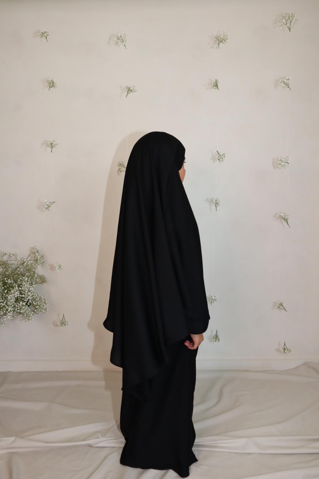 Black Essential Khimar and Abaya Set