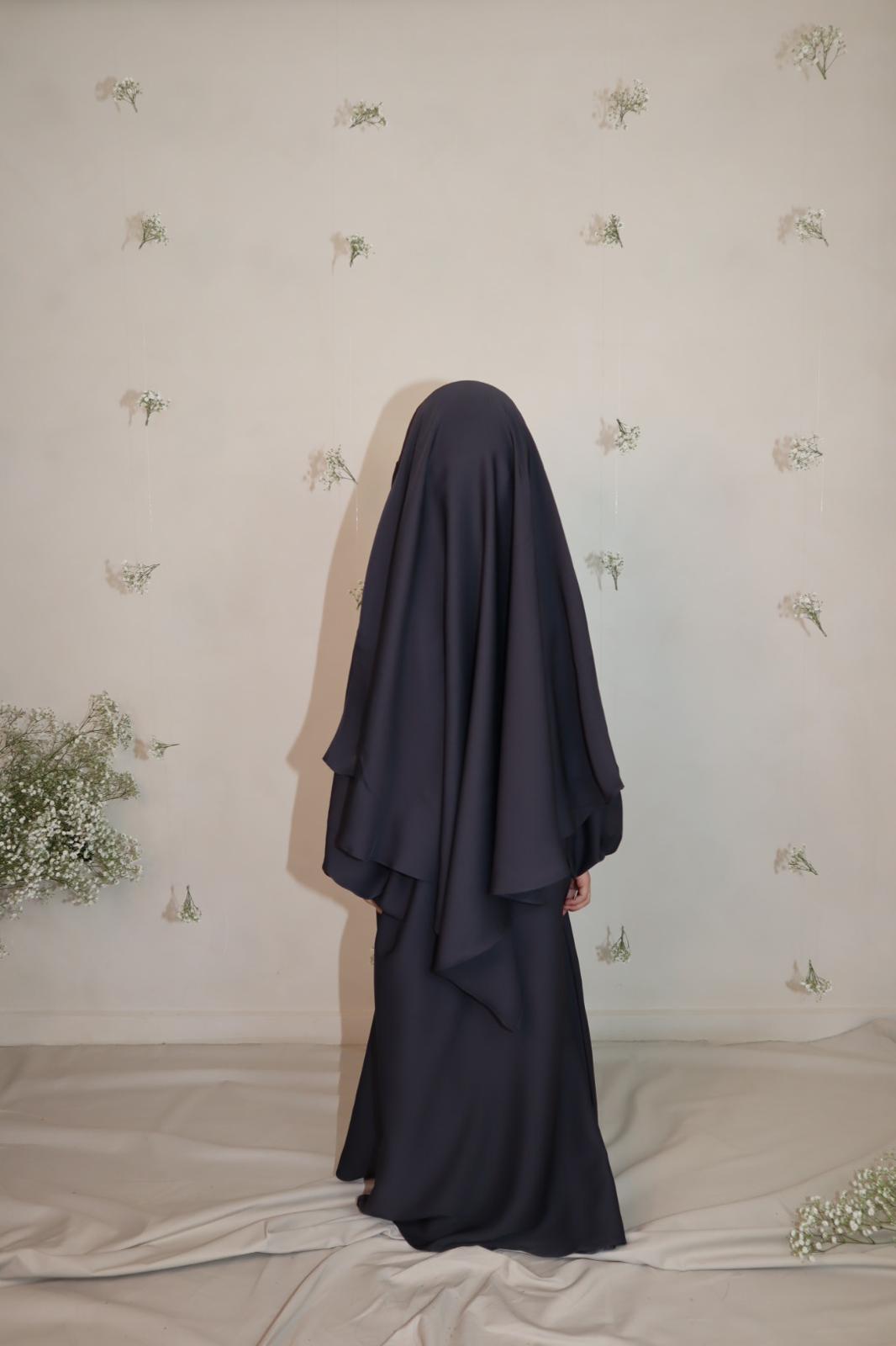 Charcoal Essential Khimar and Abaya Set