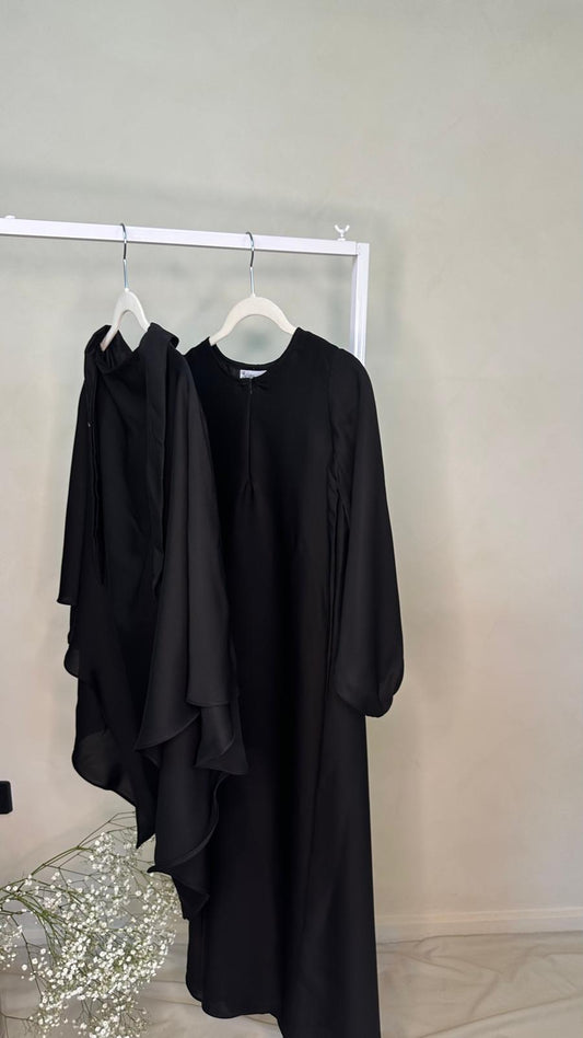 Black Essential Khimar and Abaya Set