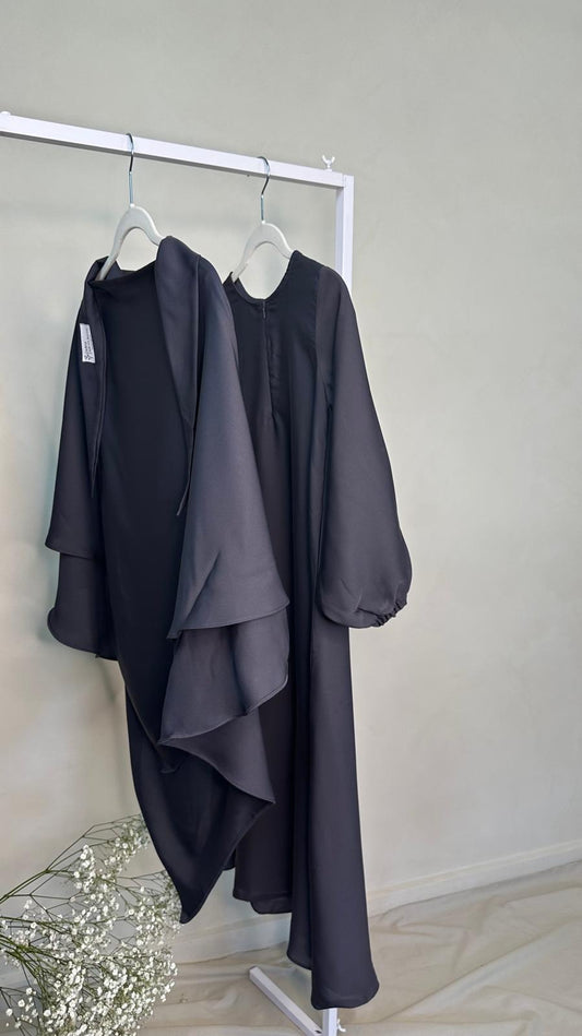Charcoal Essential Khimar and Abaya Set